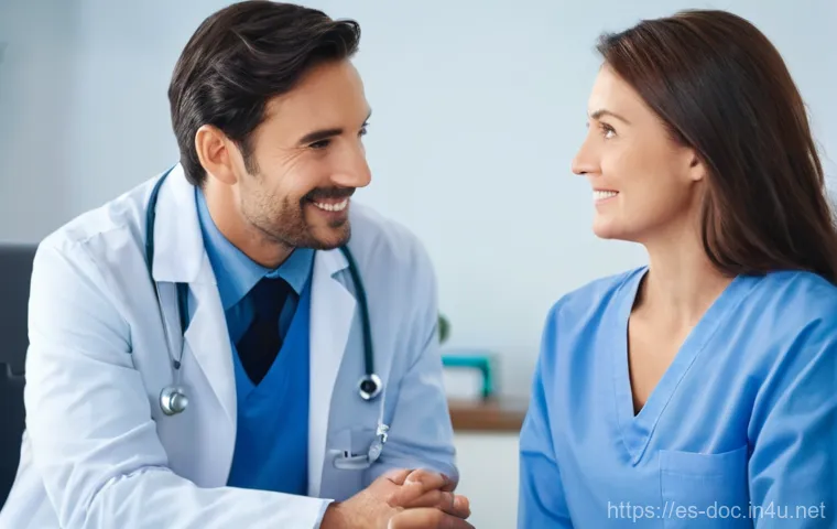 의사 환자관리 실패 사례 분석 - **Prompt:** A compassionate female doctor, in her late 30s with a warm smile, wearing a clean, profe...